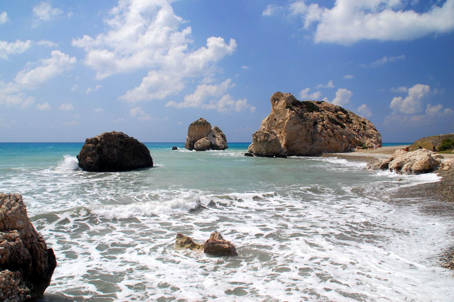 Petra tou Romiou sea rocks and turquoise Mediterranean shoreline near Paphos