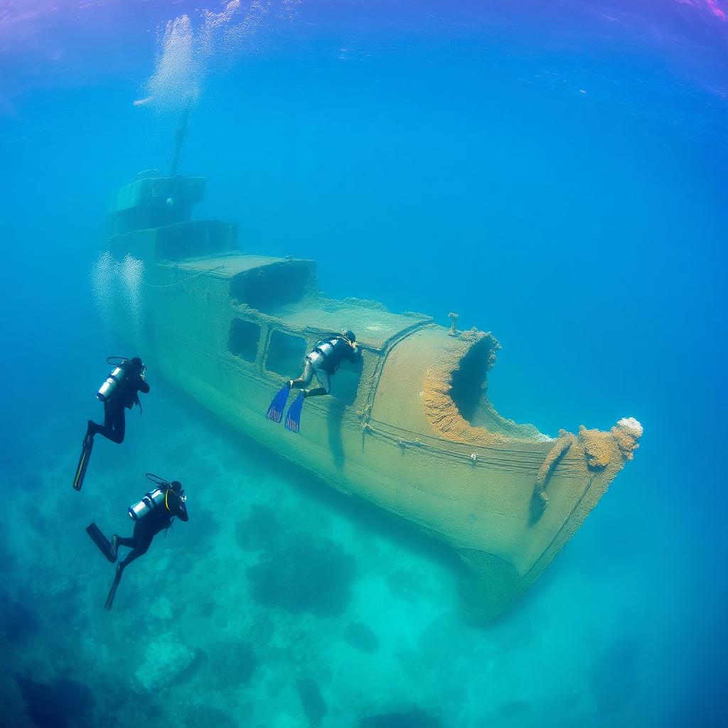 Scuba divers exploring the Zenobia shipwreck off Larnaca