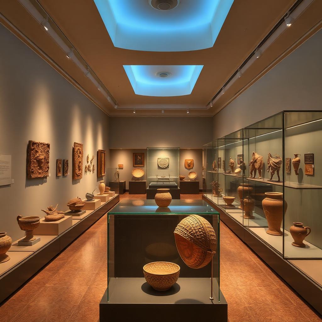 Gallery interior with ancient Cypriot artifacts in Nicosia