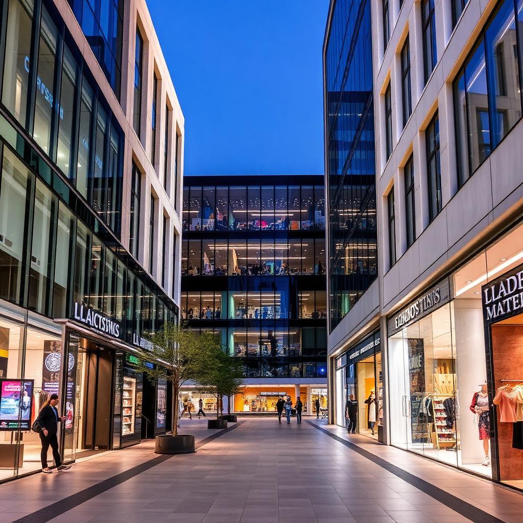 Modern shopping street and business district in Nicosia