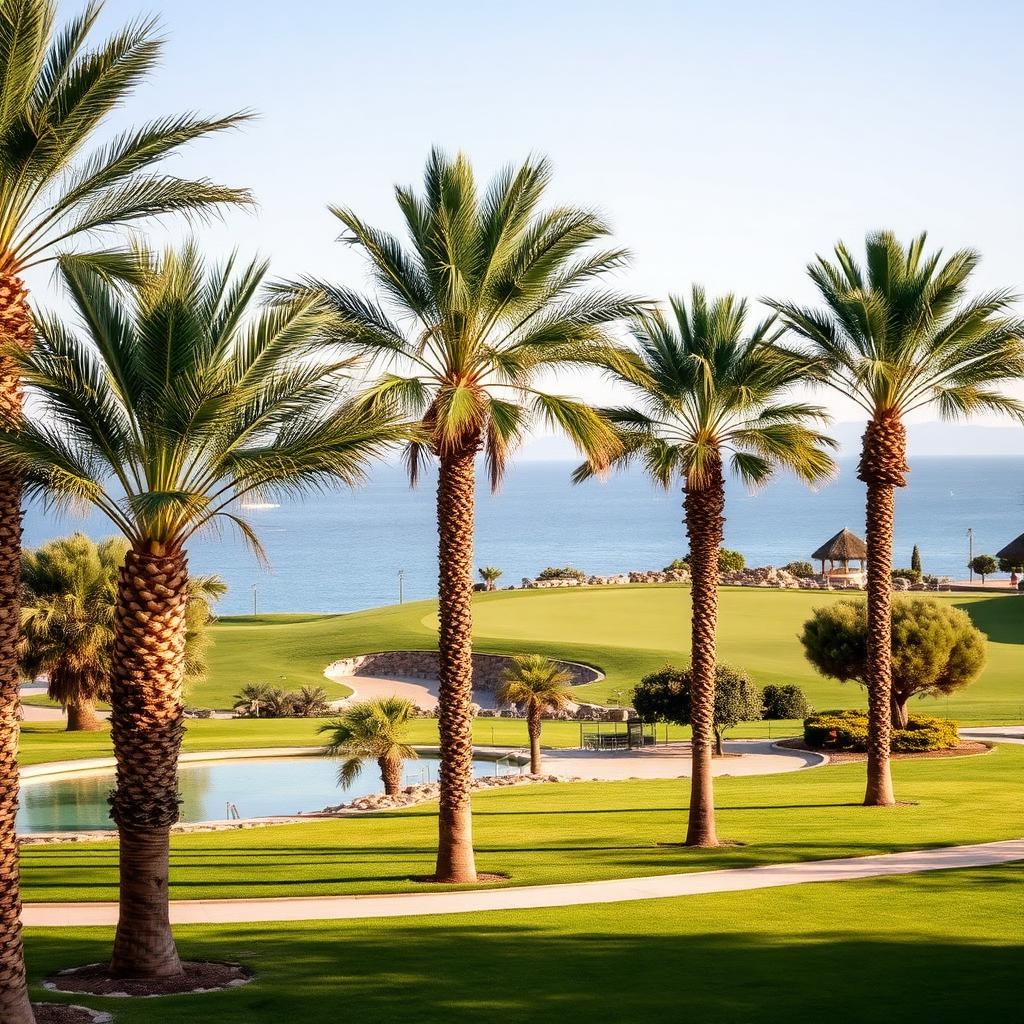 Palm-lined golf course with sea views in Paphos